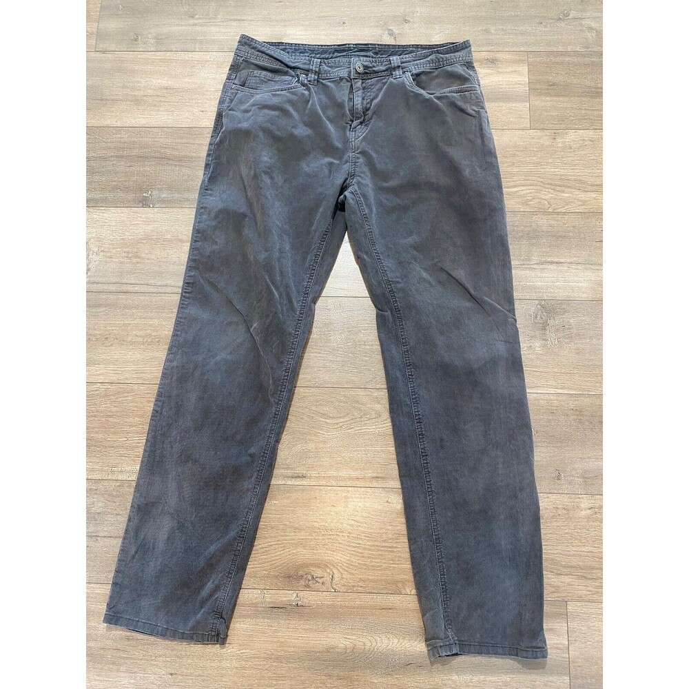 Prana Mens Size 34x32 Sustainer Corduroy Grey Slim Fit Straight Leg Pants